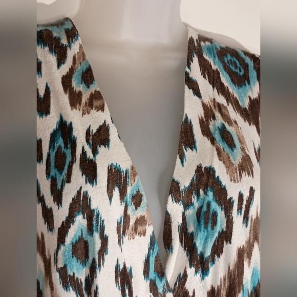 2/$30 CHICOS Colorful Geometric Ikat Print 3/4sleeve Button-Down Cardigan(#3) - Picture 6 of 8